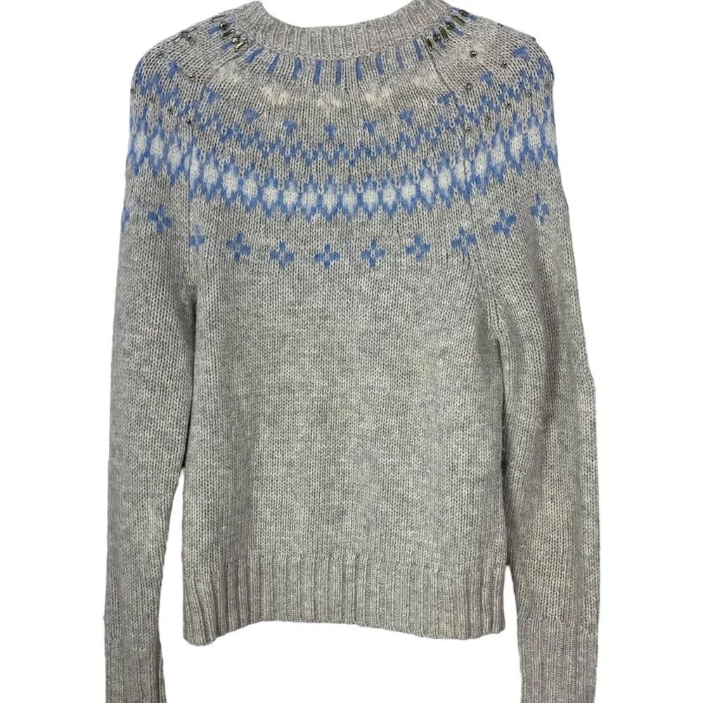 J. Crew Fair Isle Sweater Alpaca Merino Lambs Wool Crewneck Womens Sz XS Cream - Picture 7 of 13